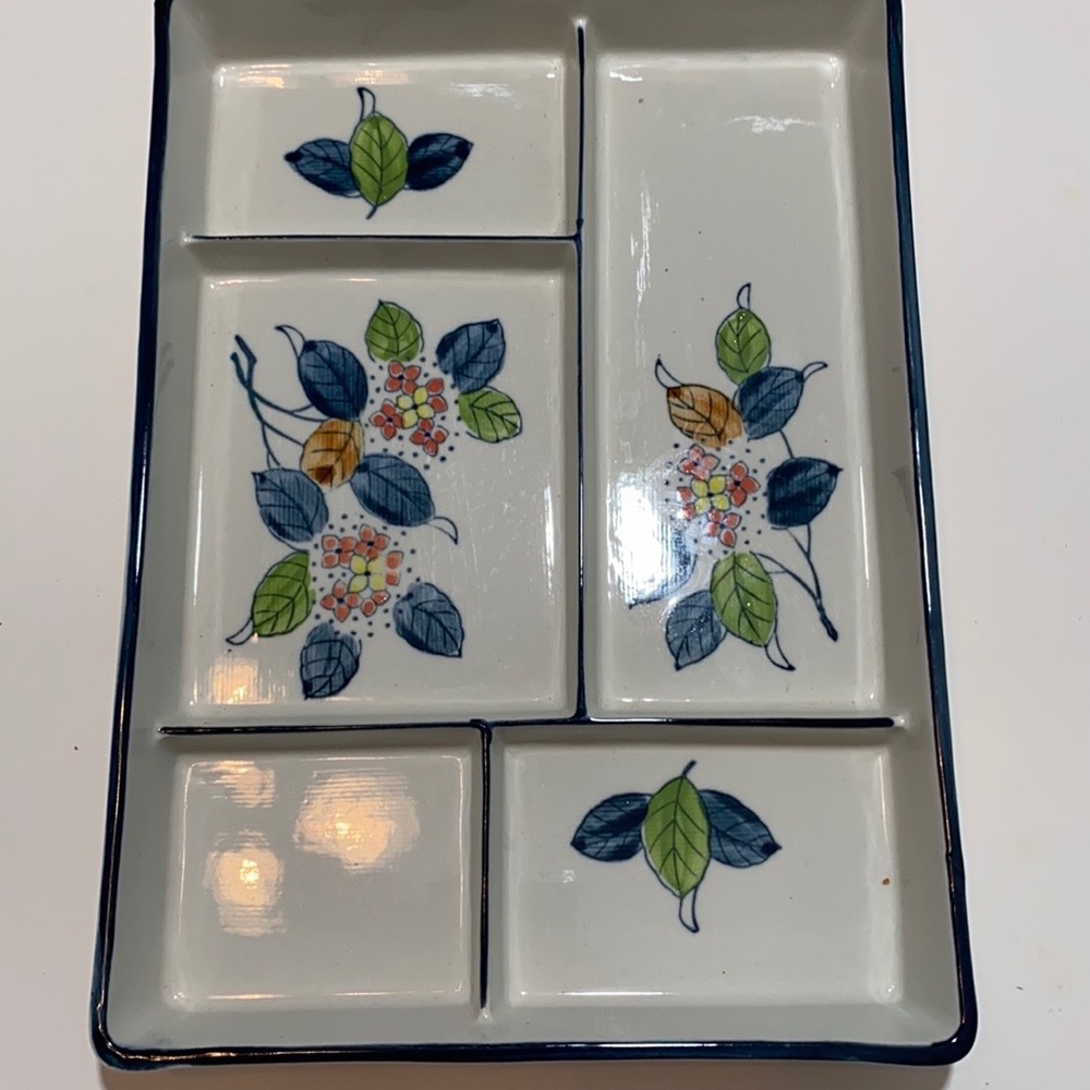 Lillian Vernon Vintage Floral Ceramic Snack Tray